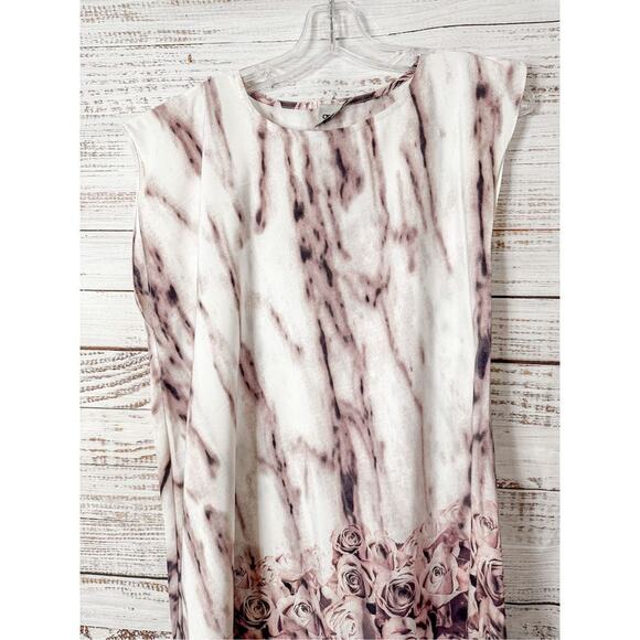 Asos Women's Floral Sleeveless Asymmetrical Hem Dress Ombré Pink Cream Size 4 - Picture 6 of 12